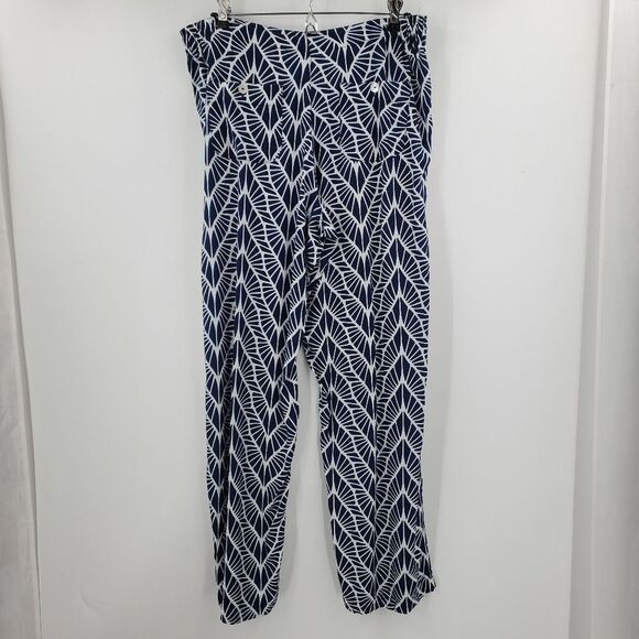 escapada Pants - ESCAPADA blue white rayon resort pants